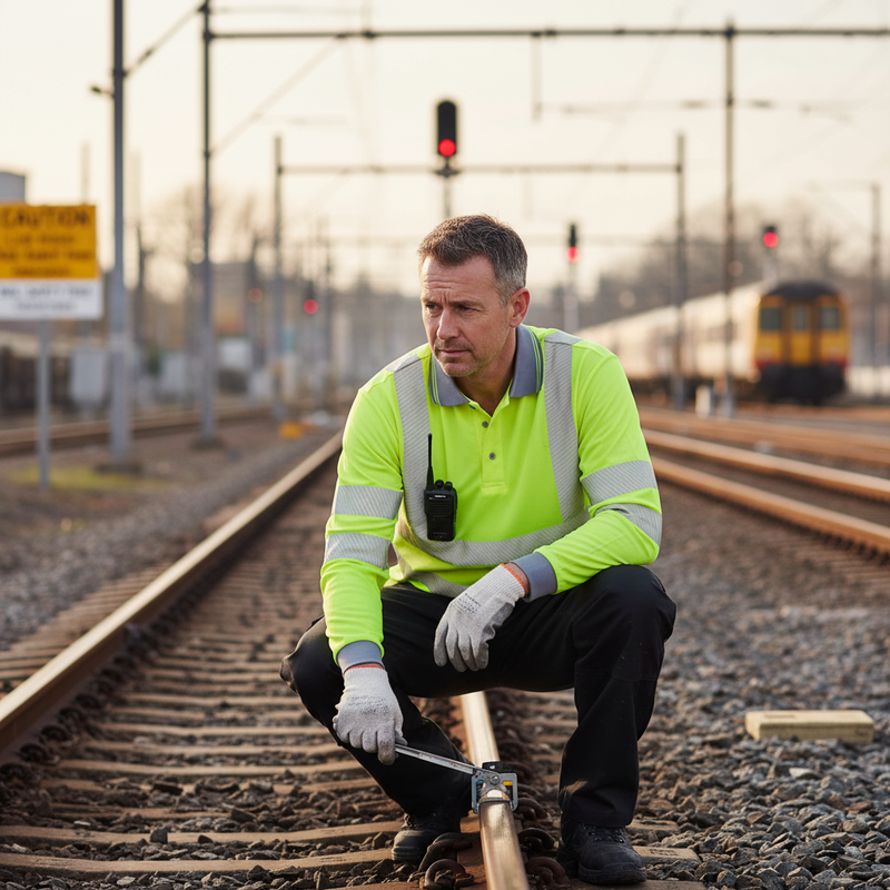 Dark Gray Professional Hi-Vis Long Sleeve Polo Shirt - High Visibility Safety Apparel