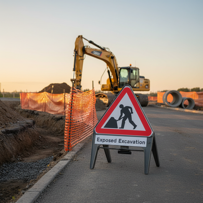 Premium Exposed Excavation Supplementary Plate 750mm Q-Sign