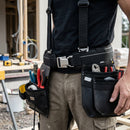 Electrician’s Toolbelt with Padded Braces and Leather Pouches - Black