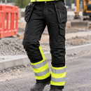 Hi-Vis Class 1 Cotton Trousers Holster Pockets Black/Hi-Vis Yellow (view 2)