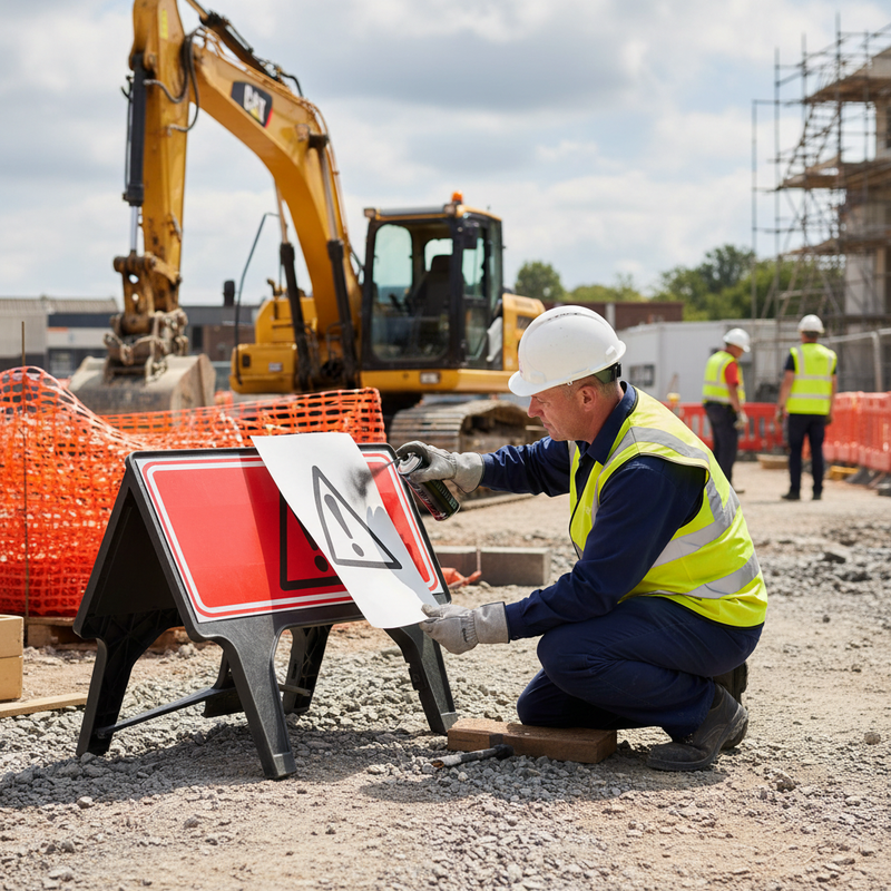 Gray Premium Red/White Q-Sign - 1050 x 450mm Durable Signage
