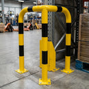 1200 x 600 x 600mm steel corner protection guard, yellow
