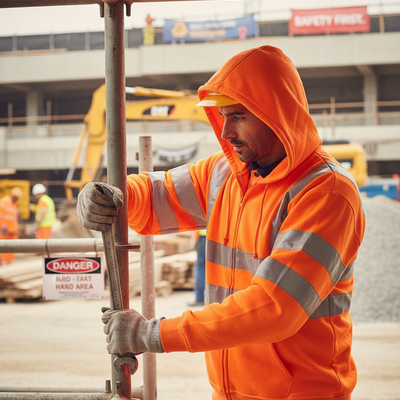 Premium Hi-Vis Hooded Zipped Sweatshirt - Orange