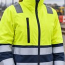 Women's Hi-Vis Class 2 Full Zip Jacket ID Holder Hi-Vis Yellow/Navy (view 2)