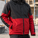 Waterproof Shell Work Jacket with Adjustable Hood - Red/Black (view 2)