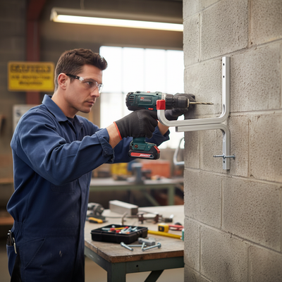 Heavy Duty Aluminium Wall Hook with Pre-Drilled Holes - 50kg Load Capacity