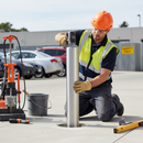 Light Gray Premium Fixed Plain Round Stainless Steel Bollard - 1000mm Above Ground
