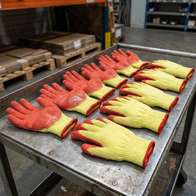 Knitted Work Gloves with Latex Palm Coating – Pack of 12 Pairs