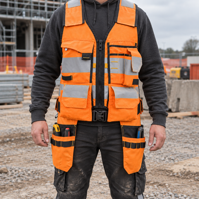 Class 1 Orange/Black High-Visibility Utility Vest