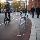 Dim Gray Heavy Duty Galvanised Steel Hoop Perimeter Barrier with Horizontal Rail - 60mm Diameter