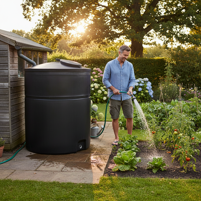 Dark Olive Green Large Heavy Duty 3300 Litre Cylindrical Water Tank for Rainwater Storage
