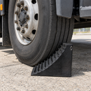 Black HGV Tyre Stop Block with Rear Eye Hole 230mm