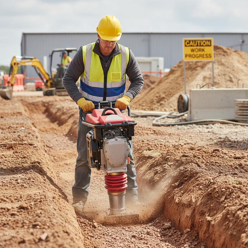 Rosy Brown Premium Petrol Engine Trench Rammer with Durable Design