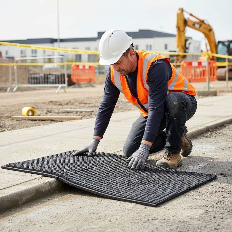 Light Gray Heavy Duty Non Slip Pedestrian Mat - 1200mm x 800mm x 22mm