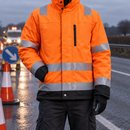 High Visibility Class 3 Insulated Work Jacket - Orange/Black