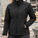 Women's Windproof Softshell Work Jacket with High Collar - Black (view 2)