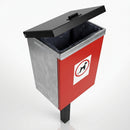 Post-mountable galvanised steel dog waste bin with front opening (view 2)