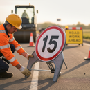 Rosy Brown Premium 15mph Road Safety Sign - 750mm Durable Design