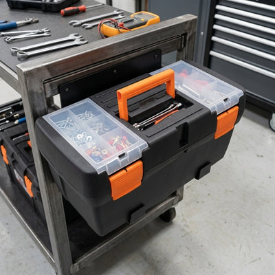 20-inch Black Plastic Tool Box, 500 × 258 × 250mm