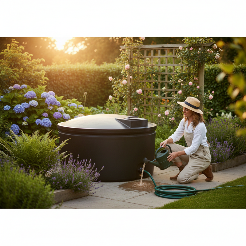 Dark Olive Green Premium Low-Level Non-Potable 3400 Litre Cylindrical Water Tank