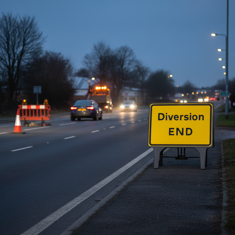 Dark Slate Gray Heavy Duty Diversion End Sign 1050x750mm for Traffic Safety