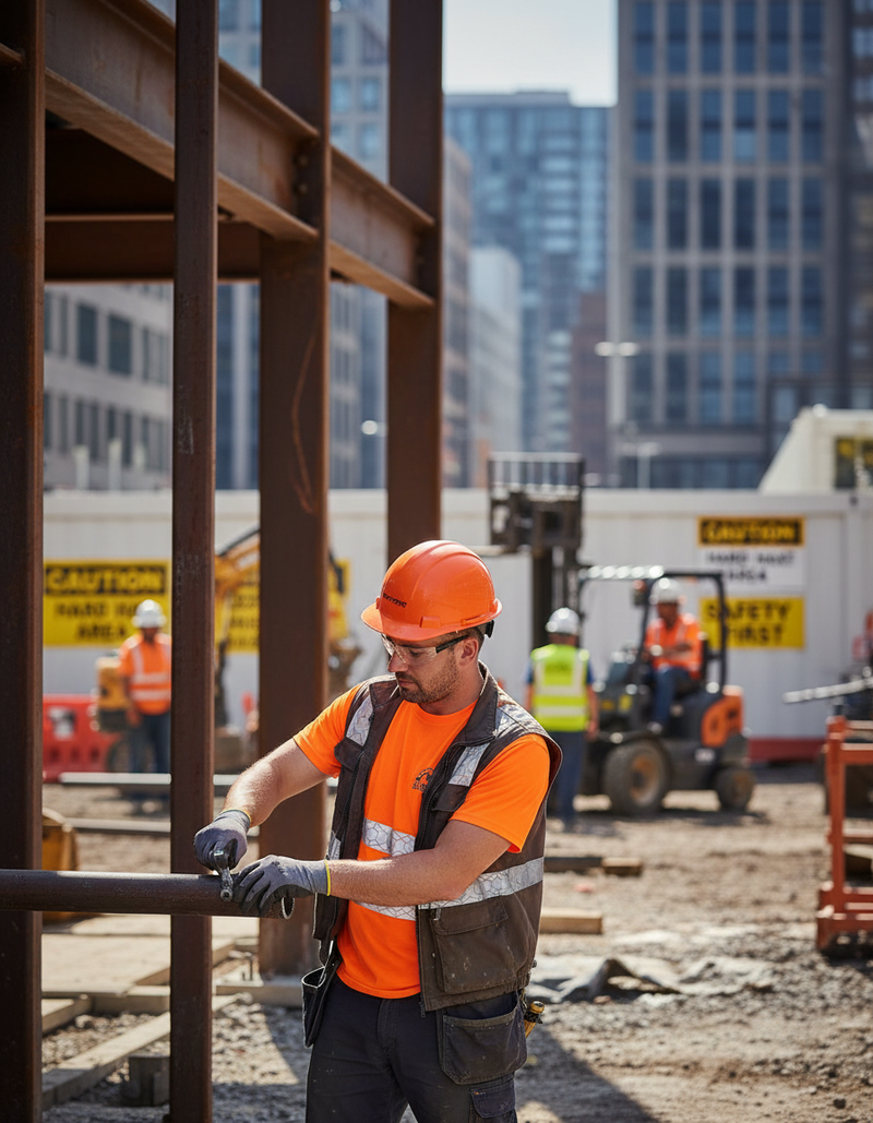 Dark Slate Gray Premium Hi-Visibility Recyclable T-shirt in Orange - Safety and Comfort