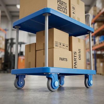 Two-Tier Platform Trolley 300kg Capacity Silent Castors