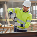 Rosy Brown High-Visibility Two-Tone Long Sleeve T-Shirt - Saturn Yellow and Navy Blue