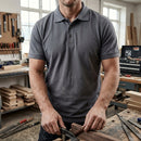 Classic Cotton-Blend Polo Shirt with Knitted Collar - Steel Grey