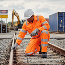Gray Heavy Duty Hi-Visibility Worker Trousers - Orange