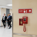 Tan Premium Fire Equipment Safety Signs - Fire Alarm Call Point Upwards Arrow