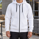Full Zip Work Hoodie with Kangaroo Pocket - White