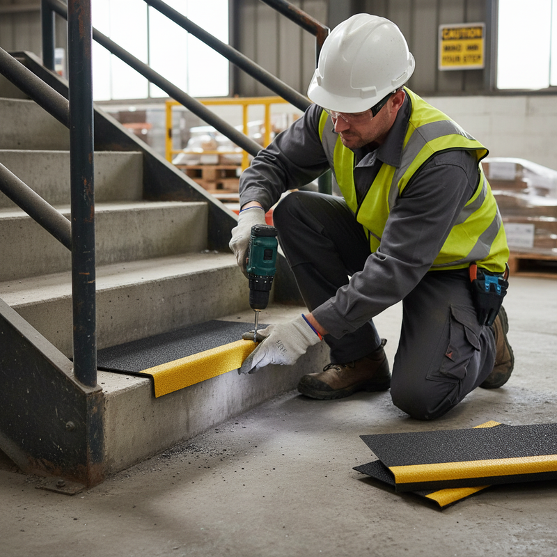 Dark Slate Gray Heavy Duty Anti-Slip Stair Tread Covers - 55mm x 345mm for Enhanced Safety