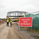 Beige Heavy Duty Caution Site Entrance Metal Sign Face - 1050 x 750mm