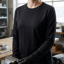 Women's Black Long Sleeve Cotton Work Top