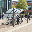 Gray Premium Cycle Shelter with Clear PETG Roof & Integrated Bike Stands - Extension Bays