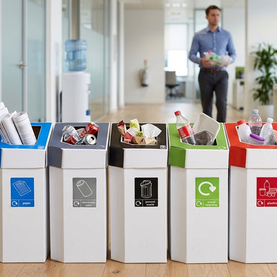 60 litre cardboard recycling bin, pack of 5, colour-coded