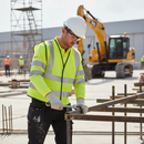 Light Gray High-Visibility Short Length Waistcoat in Premium Saturn Yellow