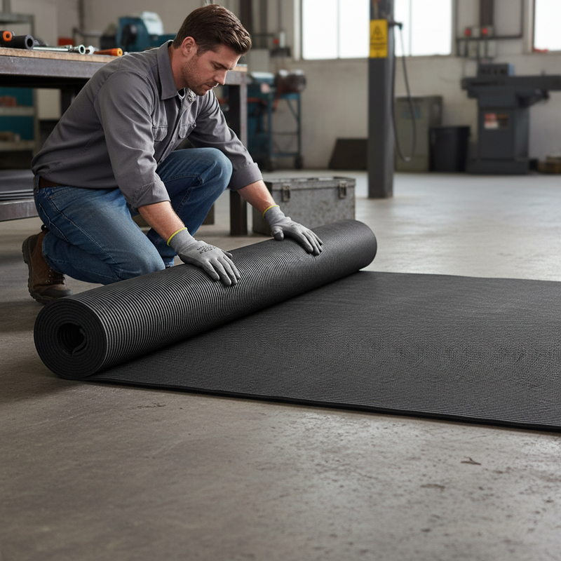 Dim Gray Premium Fine Rib Rubber Mat for Enhanced Grip and Safety