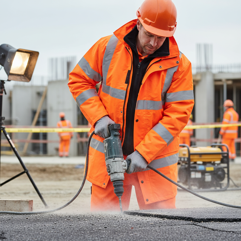 Gray 4 In 1 High-Visibility Jacket and Bodywarmer with Concealed Hood - Orange