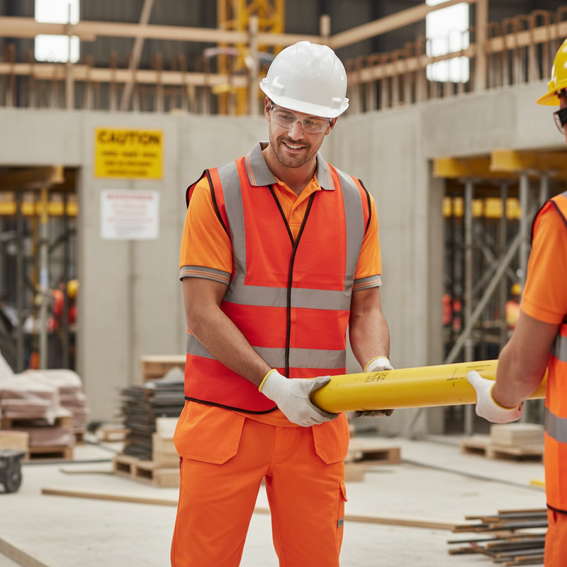 Rosy Brown High-Visibility Polyester Waistcoat Vest - Safety Red