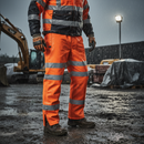 Dark Slate Gray High-Visibility Foul Weather Overtrousers - Orange for Ultimate Protection