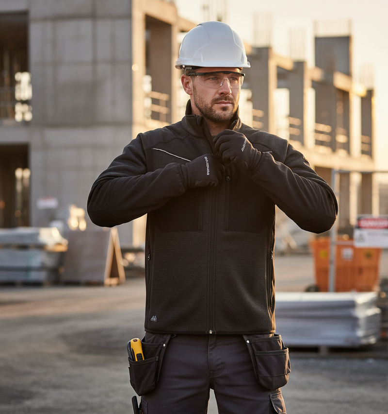 Dim Gray Professional Polyester Cardigan Work Jacket with 6 Pockets