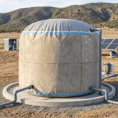 14,000 Litre Inflatable Concrete Water Tank — Flat-Packed Deployment