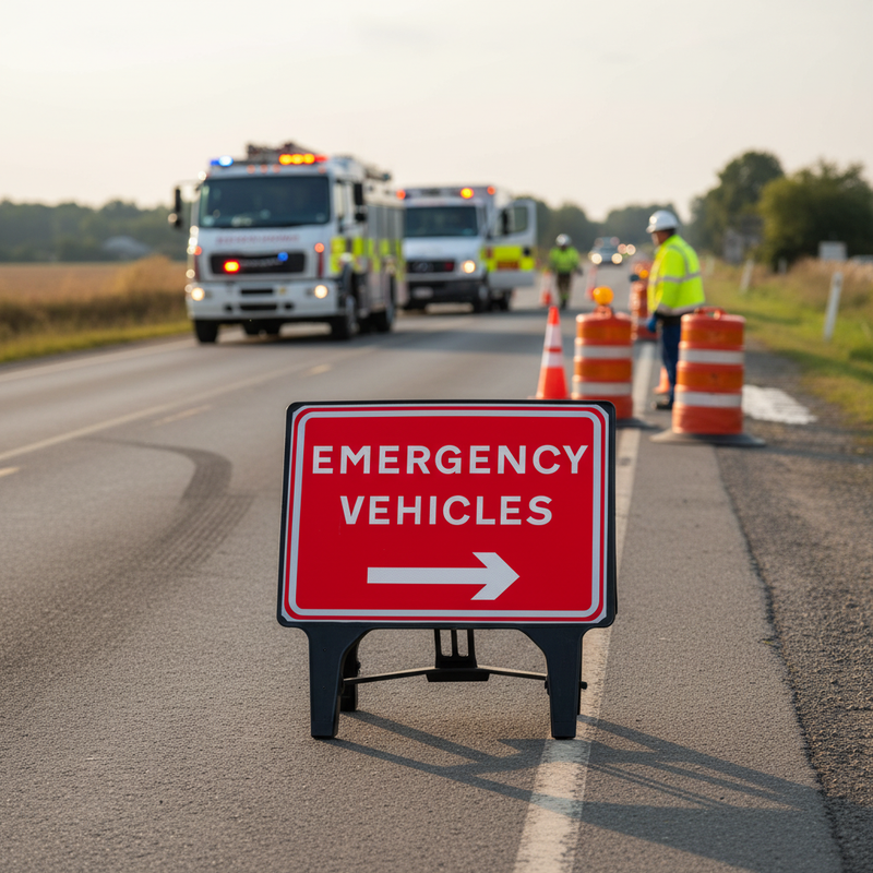 Dim Gray High-Performance Emergency Vehicles Right Sign 1050x750mm
