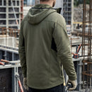 Thermal Fleece Full-Zip Hoodie, Mesh-Lined Hood - Khaki Green/Black