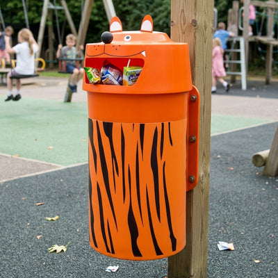 90 Litre Animal Face Litter Bin – Tiger Design Polyethylene