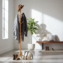Premium Wooden Tri Leg Coat Stand with Triangular Base for Modern Storage - Available in White, Black, and Pine