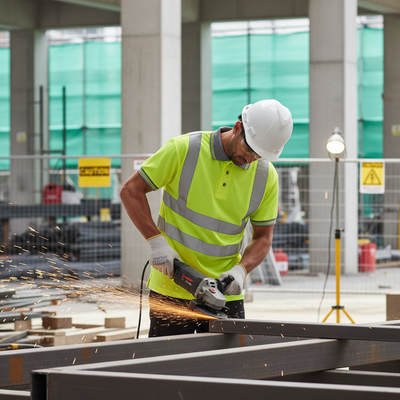 Short Sleeve High-Visibility Polo Shirt - Vibrant Yellow