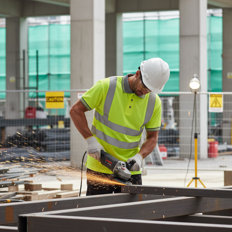 Light Slate Gray Short Sleeve High-Visibility Polo Shirt - Vibrant Yellow